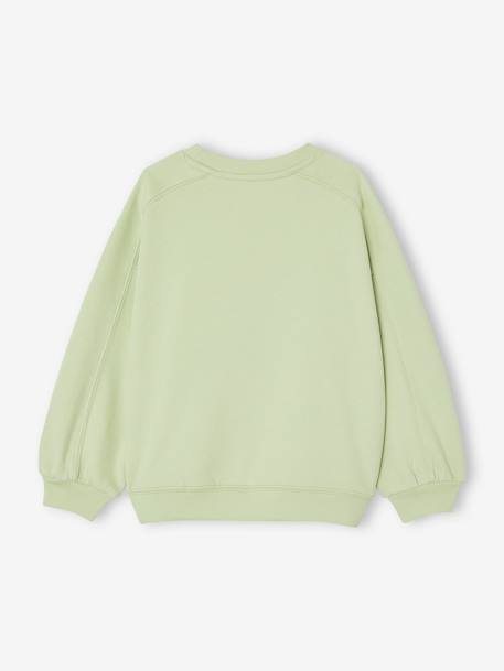 Sweatshirt with Fancy Details for Girls almond green+ecru 