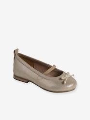 Shoes-Ballet Pumps in Metallised Leather for Girls