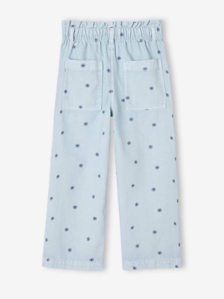 Floral Wide Leg Paperbag Trousers for Girls printed blue 