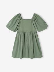 Girls-Occasion Wear Dress in Relief Fabric with Smocking for Girls