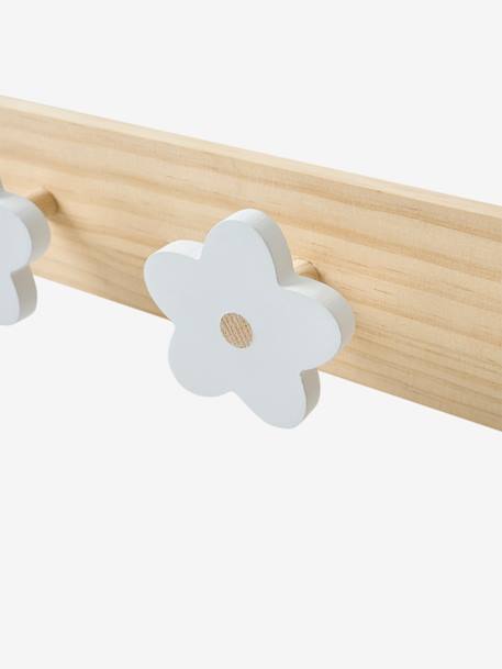 Wooden Coat Rack with 4 Flowers white 