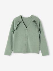 Girls-Cardigans, Jumpers & Sweatshirts-Cardigan with Ruffles for Girls