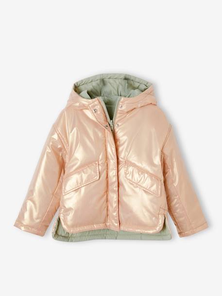 Reversible Parka With Hood, for Girls sage green 