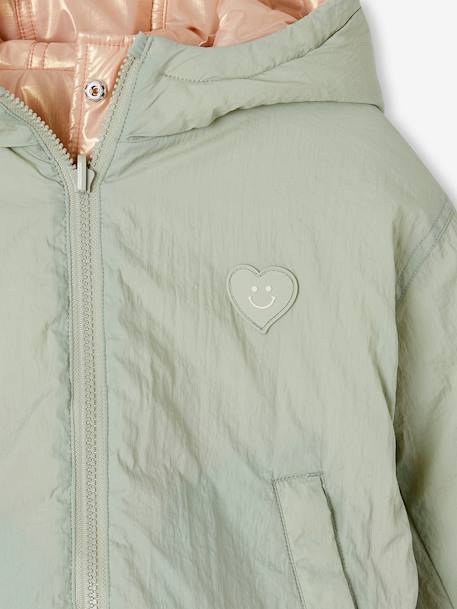 Reversible Parka With Hood, for Girls sage green 