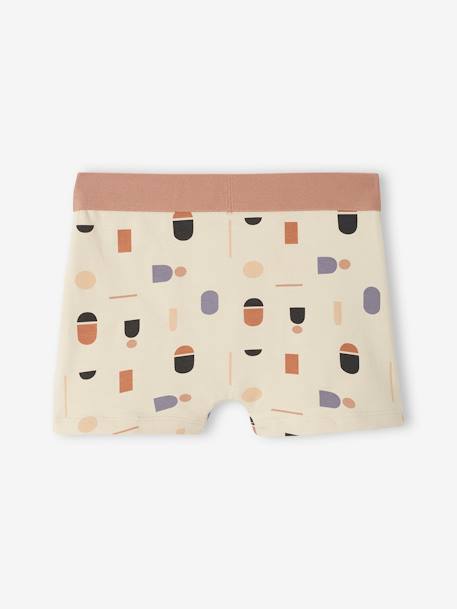 Pack of 5 Graphic Boxers in Stretch Organic Cotton for Boys ecru 