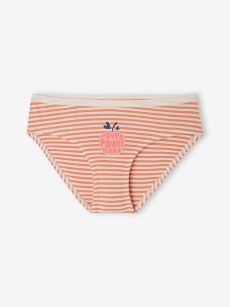 Pack of 7 Briefs in Organic Cotton, Summer Fruits, for Girls coral 