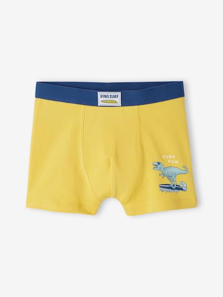 Pack of 4 'Dino Surf' Stretch Boxers in Organic Cotton for Boys yellow 