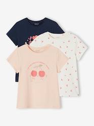 Girls-Tops-T-Shirts-Pack of 3 Assorted T-shirts, Iridescent Details for Girls