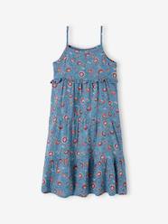 Girls-Dresses-Long Strappy Dress in Cotton Gauze, for Girls
