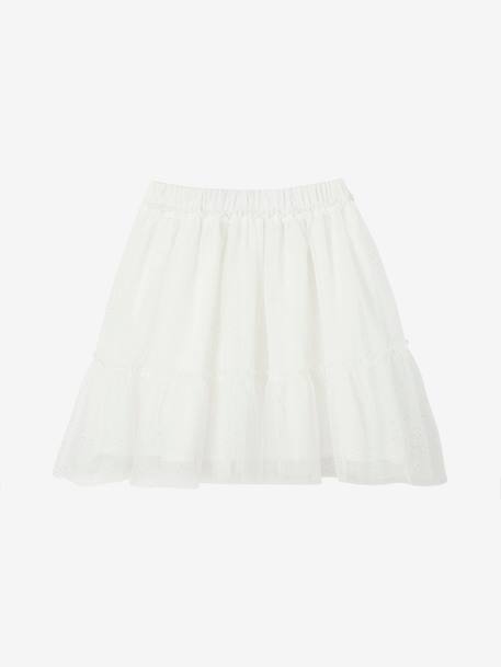 Glittery Tulle Skirt for Girls ecru+iridescent beige+nude pink 