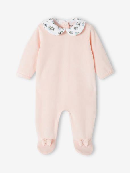 Pack of 2 Sleepsuits In Velour, for Babies pale pink 