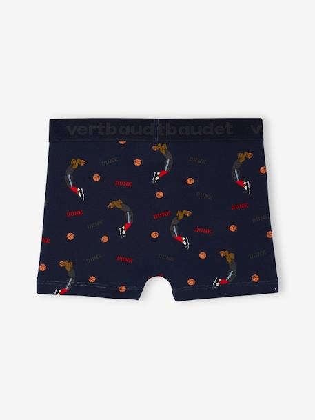 Pack of 5 'Basketball' Stretch Boxers in Organic Cotton for Boys marl grey 