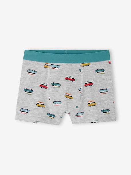 Pack of 4 'Van' Stretch Boxers in Organic Cotton for Boys aqua green 