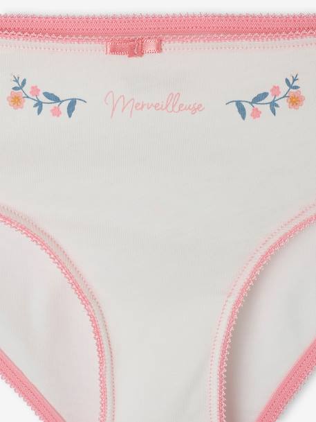 Pack of 4 Magnolia Briefs in Organic Cotton, for Girls peony pink 