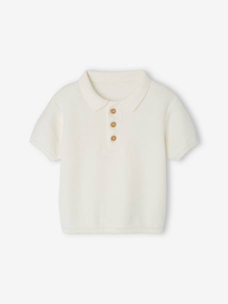 Knitted Polo Shirt for Babies ecru 