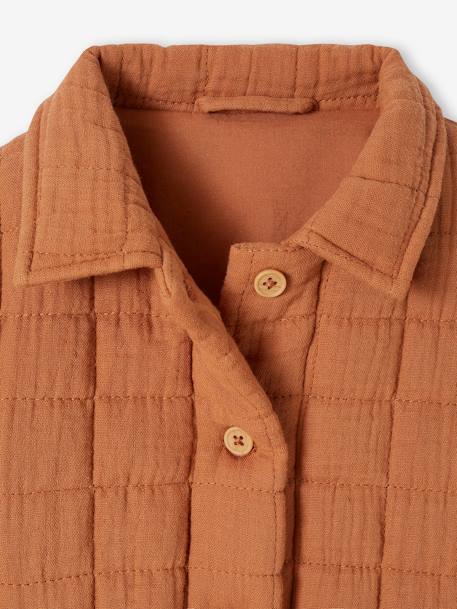 Quilted Jacket For Babies, in Cotton Gauze rust 