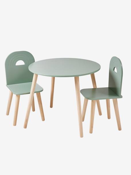 Wooden Chairs & Table Set, Rainbow sage green 