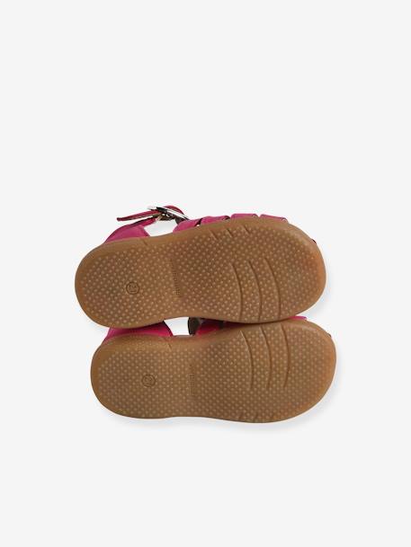 Leather Sandals for Baby Girls, Designed for First Steps fuchsia+iridescent beige 