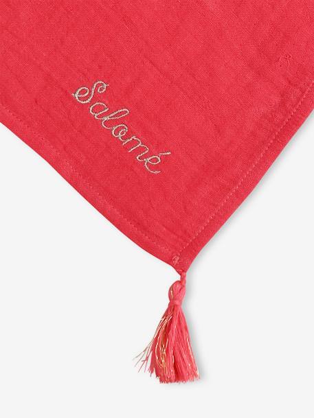 Plain Scarf with Tassels for Girls coral+grey blue+sky blue 