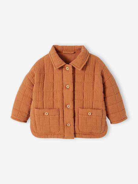Quilted Jacket For Babies, in Cotton Gauze rust 