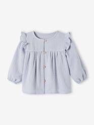 Baby-Blouses & Shirts-Blouse in Cotton Gauze with Ruffles, for Babies