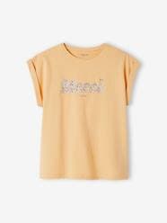 Girls-T-Shirt with Message in Flower Motifs for Girls