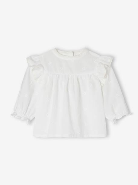 Embroidered Long Sleeve Blouse for Newborn Babies white 