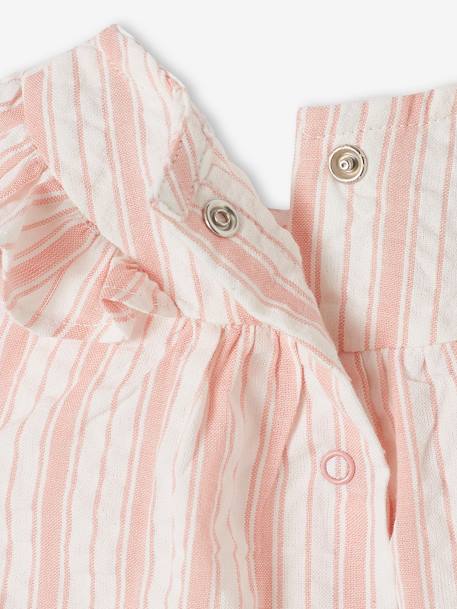 Striped Dress in Seersucker for Newborn Babies rose 