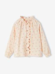Girls-Blouses, Shirts & Tunics-Blouse in Cotton Gauze with Ruffles & Floral Print, for Girls