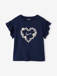T-Shirt with Iridescent Motif & Short Ruffled Sleeves for Girls