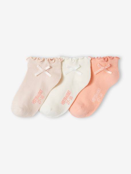Pack of 3 Pairs of Quarter Socks for Girls nude pink 