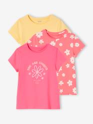 Girls-Tops-Pack of 3 Assorted T-shirts, Iridescent Details for Girls