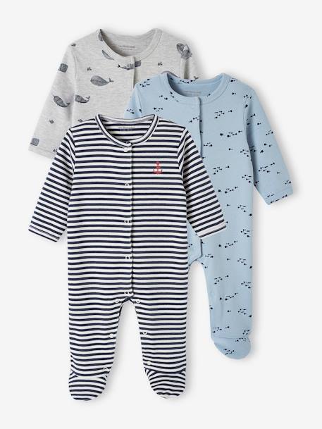 Pack of 3 Interlock Sleepsuits for Babies night blue 