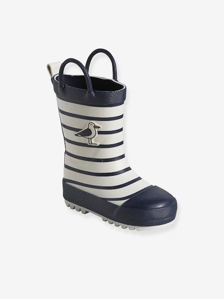 Striped Wellies for Babies striped navy blue 