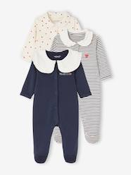 Baby-Pyjamas-Pack of 3 "Heart" Sleepsuits in Interlock Fabric, for Babies