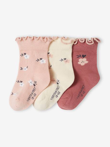 Pack of 3 Pairs of Socks for Baby Girls rosy 