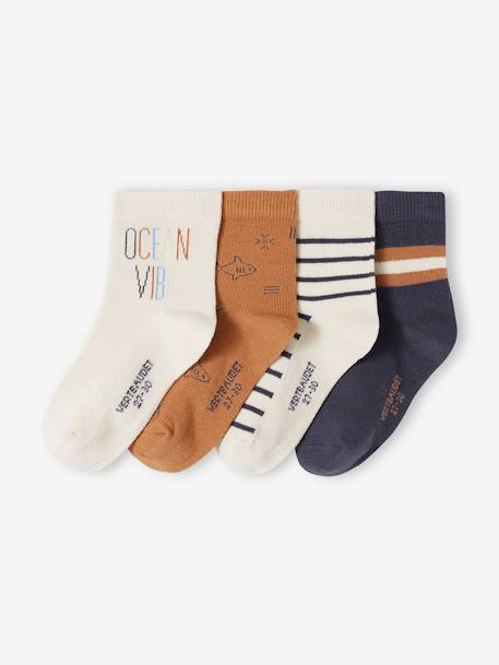 Pack of 4 Pairs of Socks for Boys marl white 