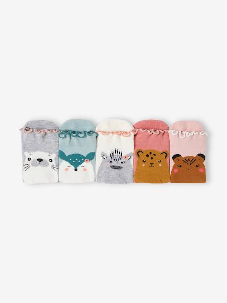 Pack of 5 Pairs of Socks for Girls dusky pink 