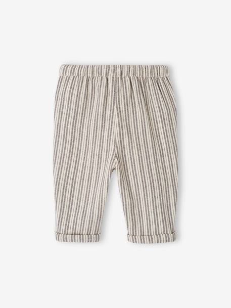 Striped Trousers with Elasticated Waistband for Newborn Babies anthracite 