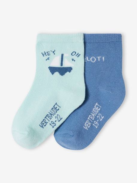 Set of 2 Pairs of 'matelot' Socks for Baby Boys blue 
