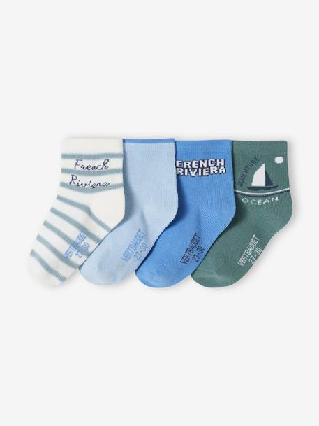 Pack of 4 Pairs of Socks for Boys sky blue 