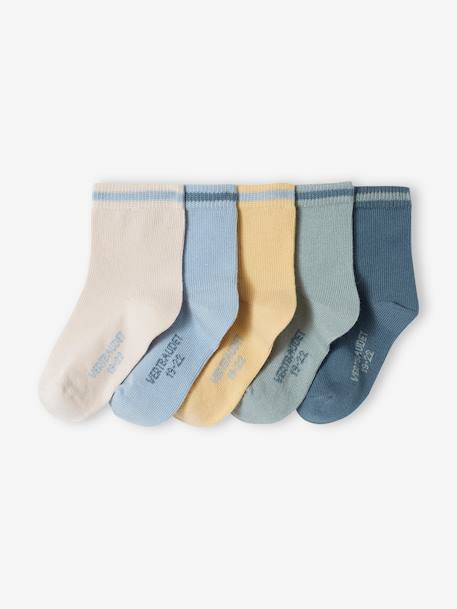 Pack of 5 Pairs of Colourful Socks for Baby Boys grey blue 