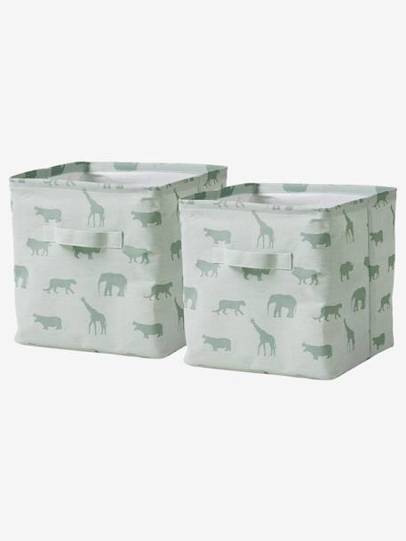 Pack of 2 Essentials Storage Tubs printed green+printed white 
