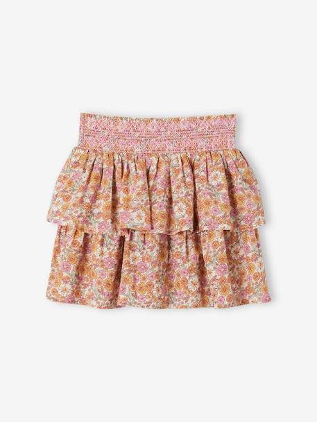 Smocked Skirt with Ruffle, for Girls rosy apricot 
