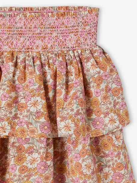 Smocked Skirt with Ruffle, for Girls rosy apricot 