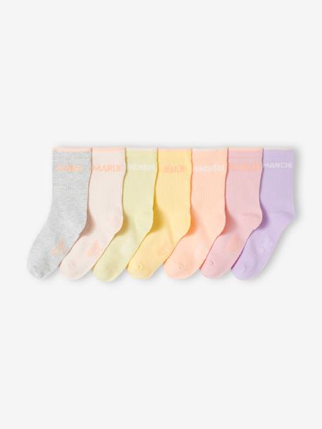 Pack of 7 Pairs of Weekday Socks for Girls apricot 