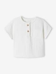 Baby-T-shirts & Roll Neck T-Shirts-T-Shirts-Grandad-Style T-Shirt in Cotton Gauze for Newborns