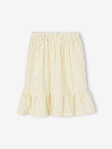 Gingham Skirt with Ruffle for Girls pale yellow 