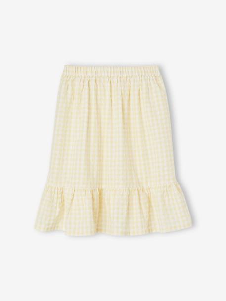 Gingham Skirt with Ruffle for Girls pale yellow 