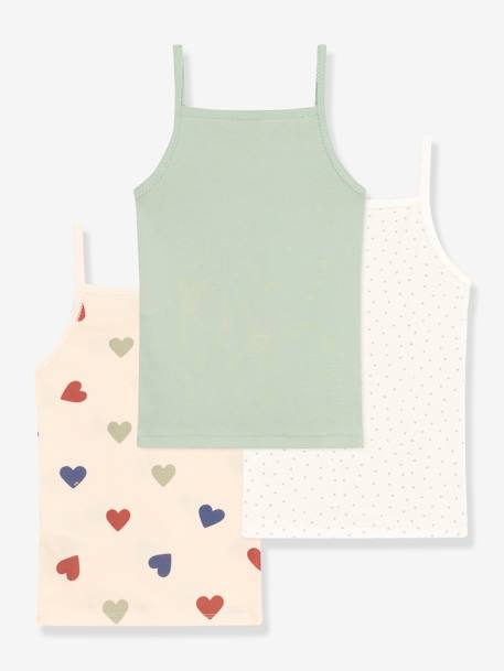Pack of 3 Sleeveless Tops by PETIT BATEAU almond green 